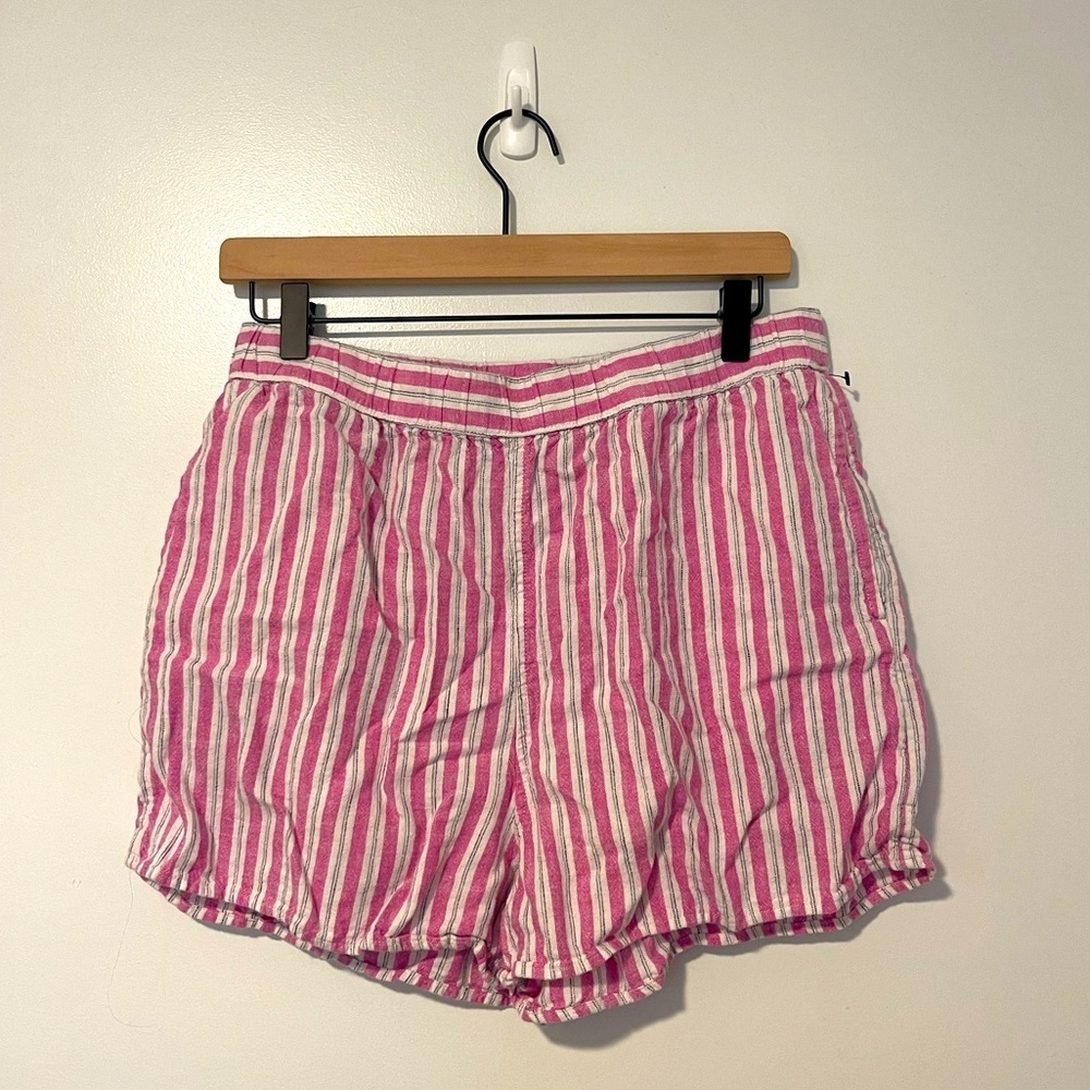 Universal Thread Pink and White Striped Linen Blend Coastal Grandma Shorts